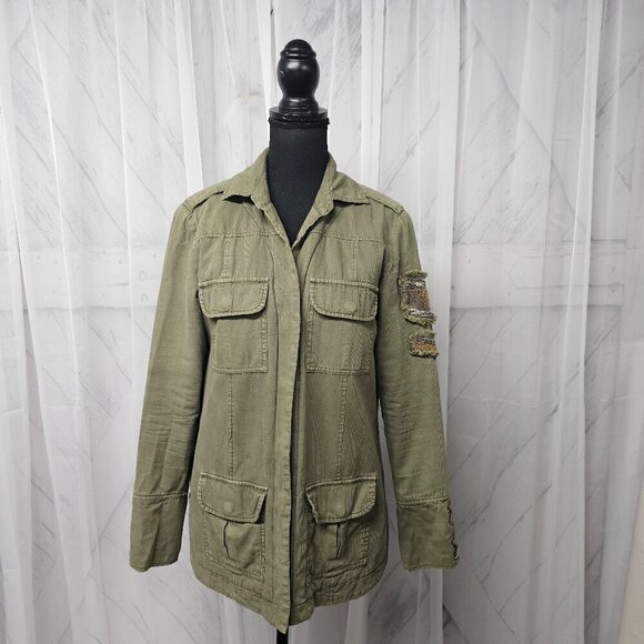 Willow & Clay Olive Green Army Punk Grunge Boho Military Jacket S - Picture 1 of 15